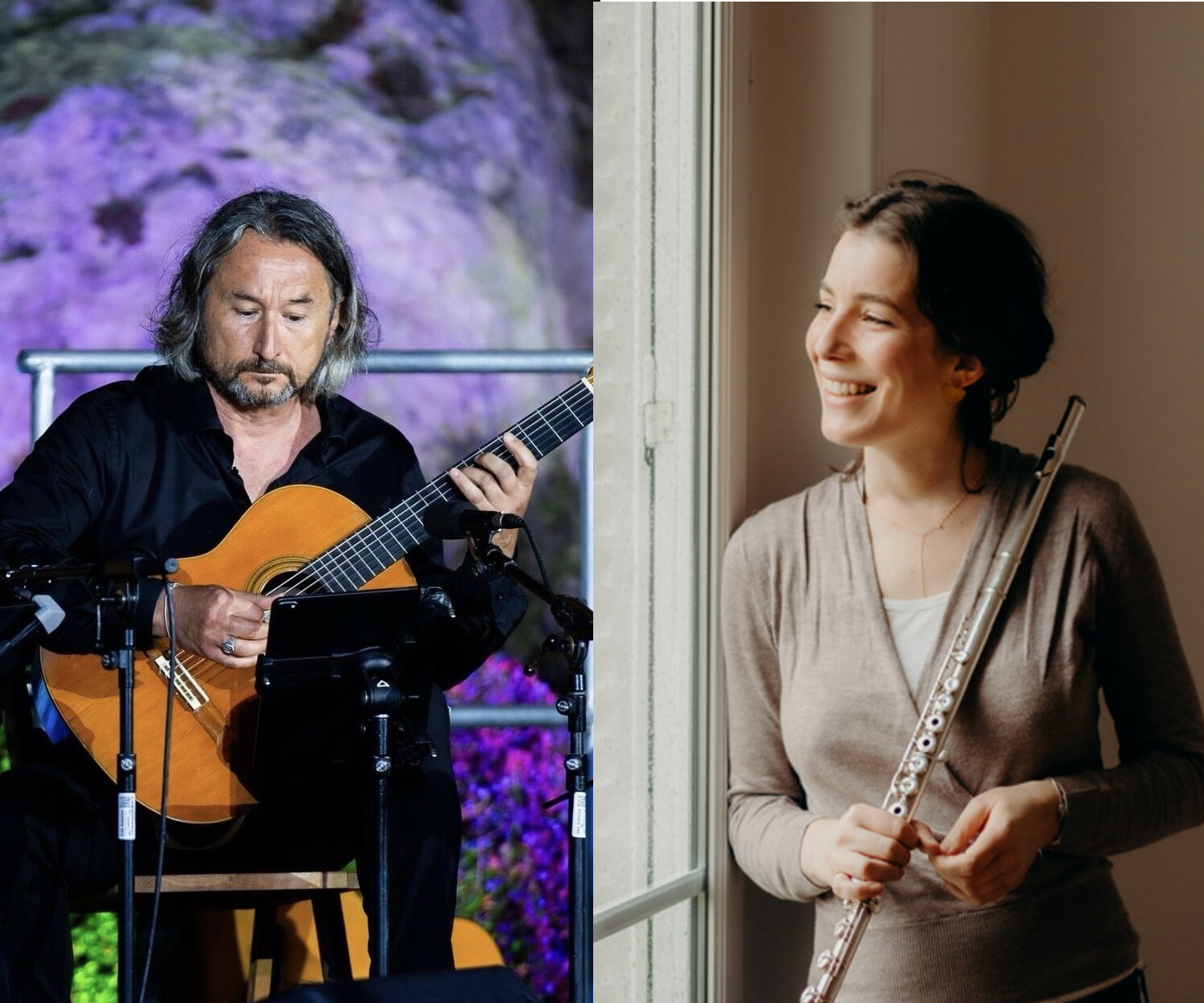 Léonard Chantepy, guitariste, et Luce Zurita, flûtiste, artistes du spectacle Massilia
